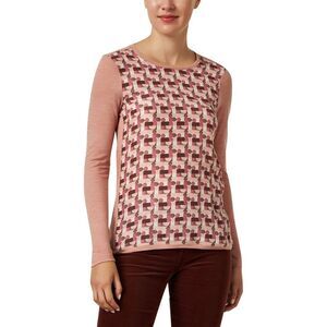 Why Ci Womens  Print Panel Wool-Blend Top